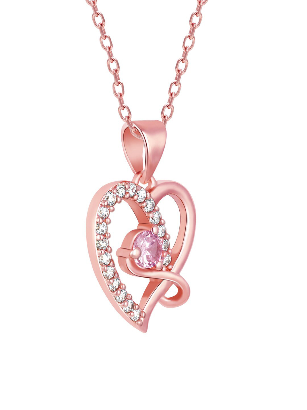 GIVA Rose Gold-Toned & Plated Music CZ-Studded Pendant With Chain