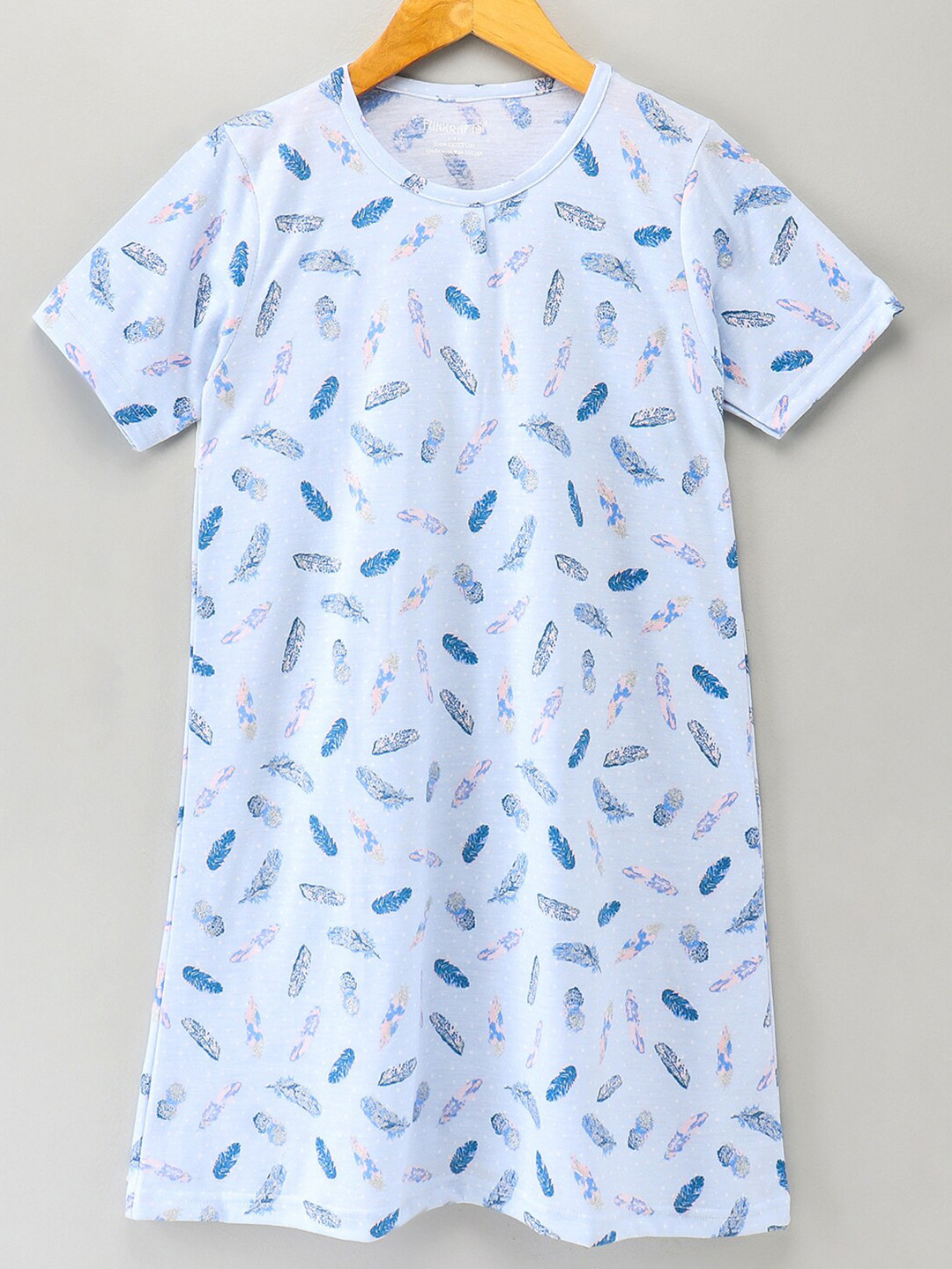 FUNKRAFTS Girls White Printed T-shirt Nightdress