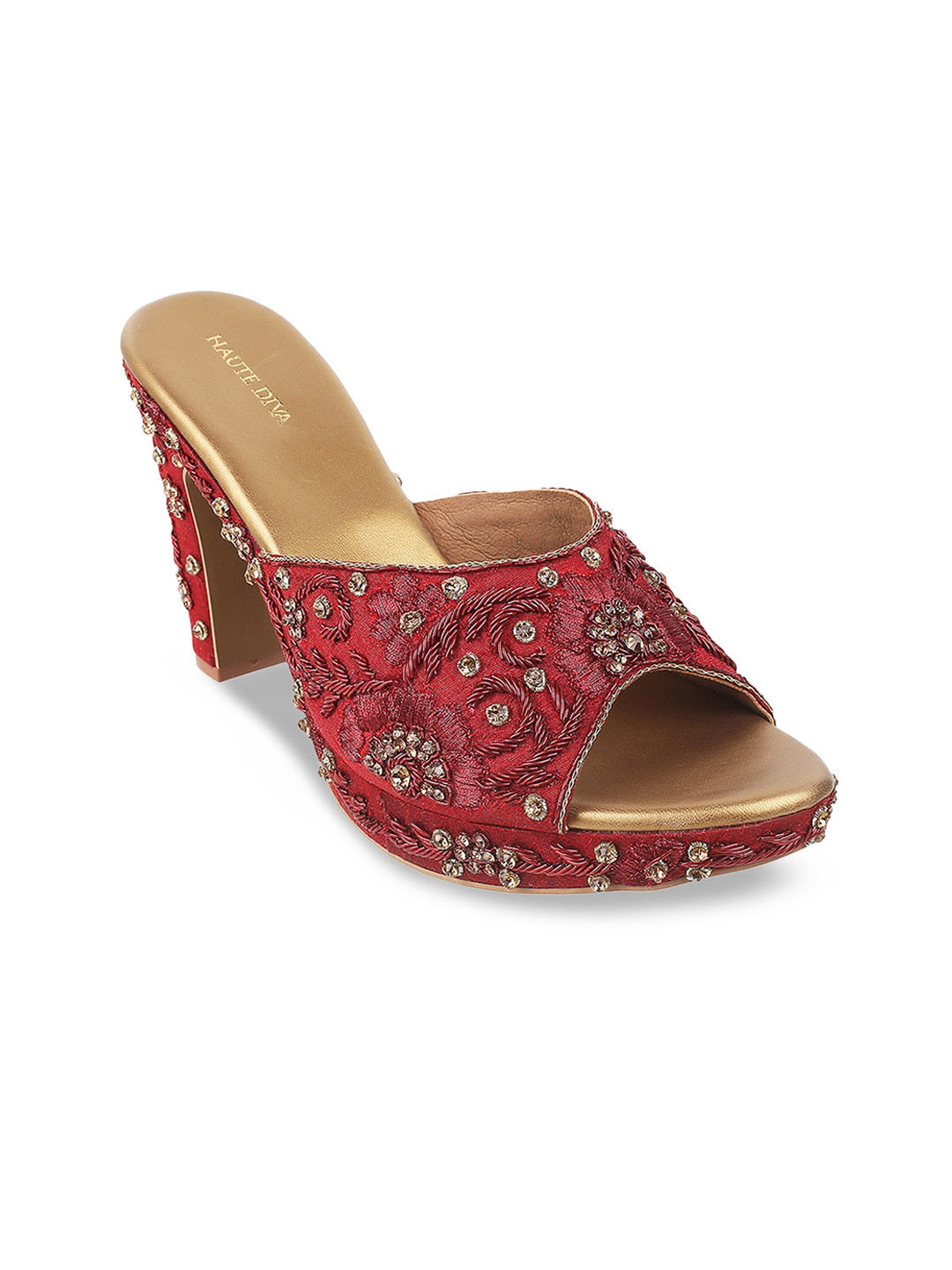 Mochi Maroon Stiletto Peep Toes