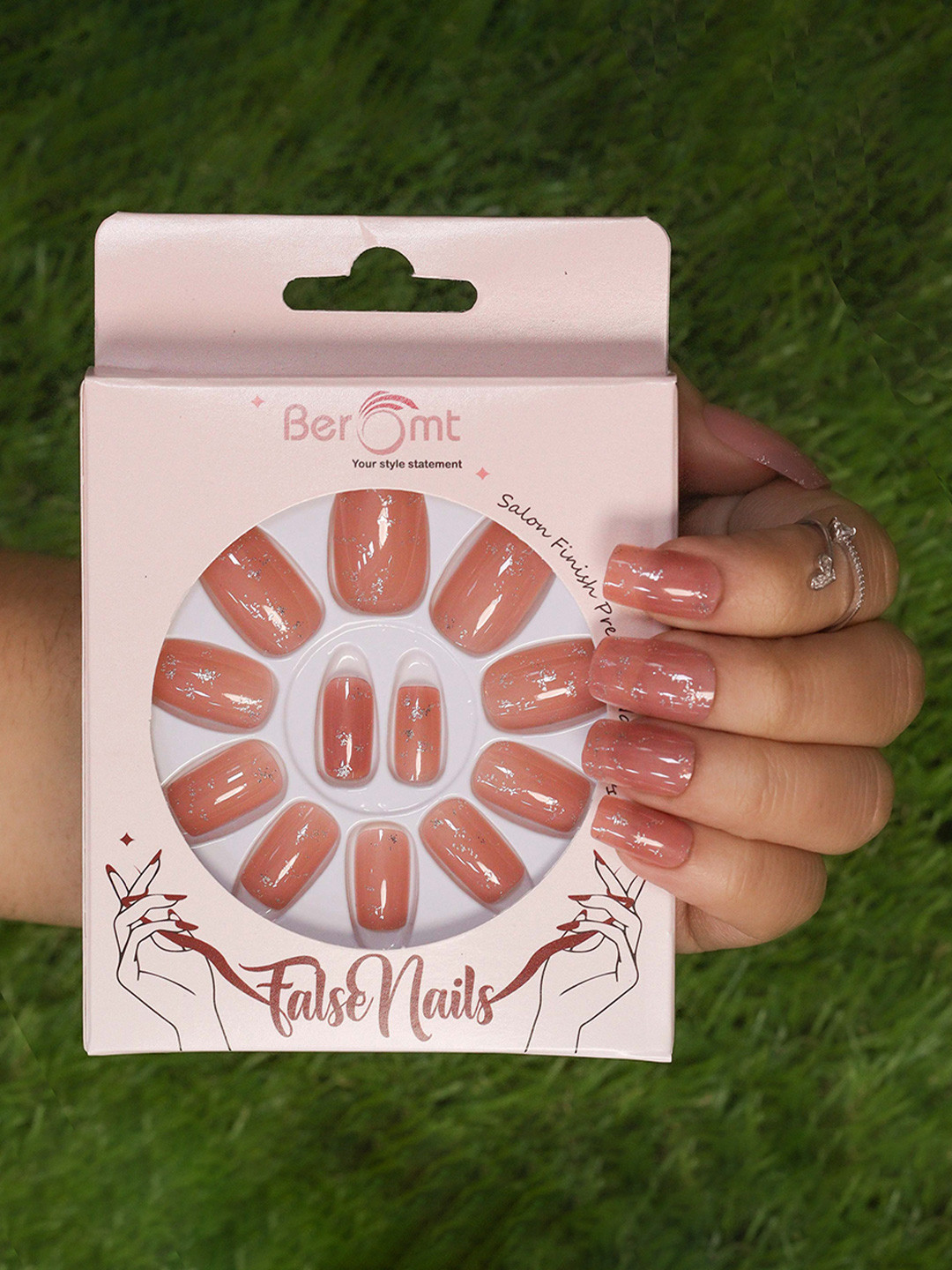 BEROMT 12 Pcs Long-Lasting Reusable Lightweight Salon Finish Press on Nail Tips - 766