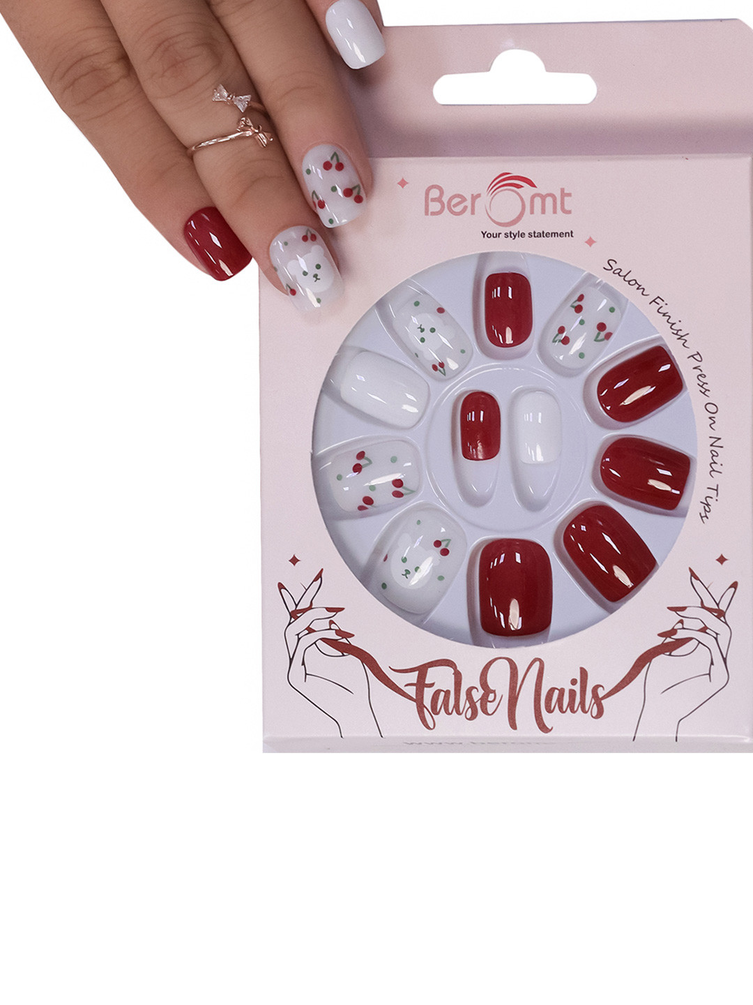 BEROMT 12 Pcs Long-Lasting Reusable Lightweight Salon Finish Press On Nail Tips - 753