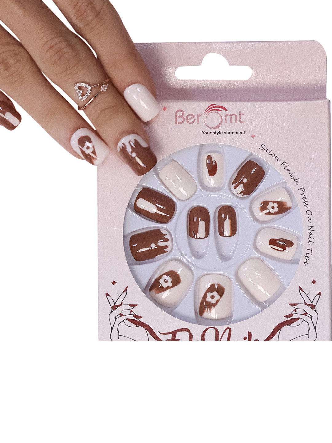 BEROMT 12 Pcs Long-Lasting Reusable Lightweight Salon Finish Press on Nail Tips - 595