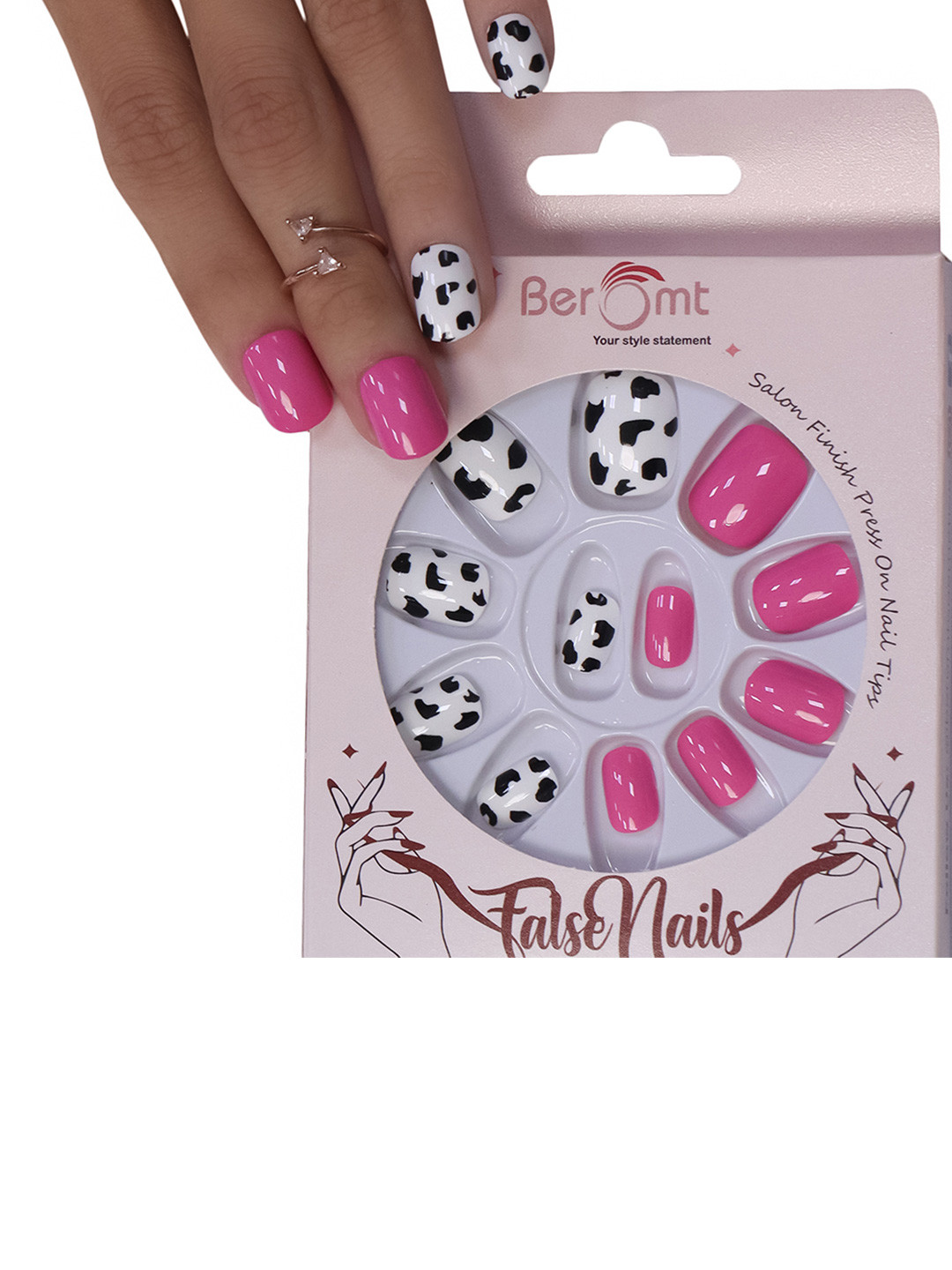 BEROMT 12 Pcs Long-Lasting Reusable Lightweight Salon Finish Press on Nail Tips - 575