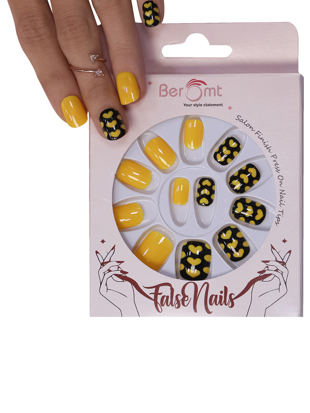 BEROMT 12 Pcs Long-Lasting Reusable Lightweight Salon Finish Press On Nail Tips - 638