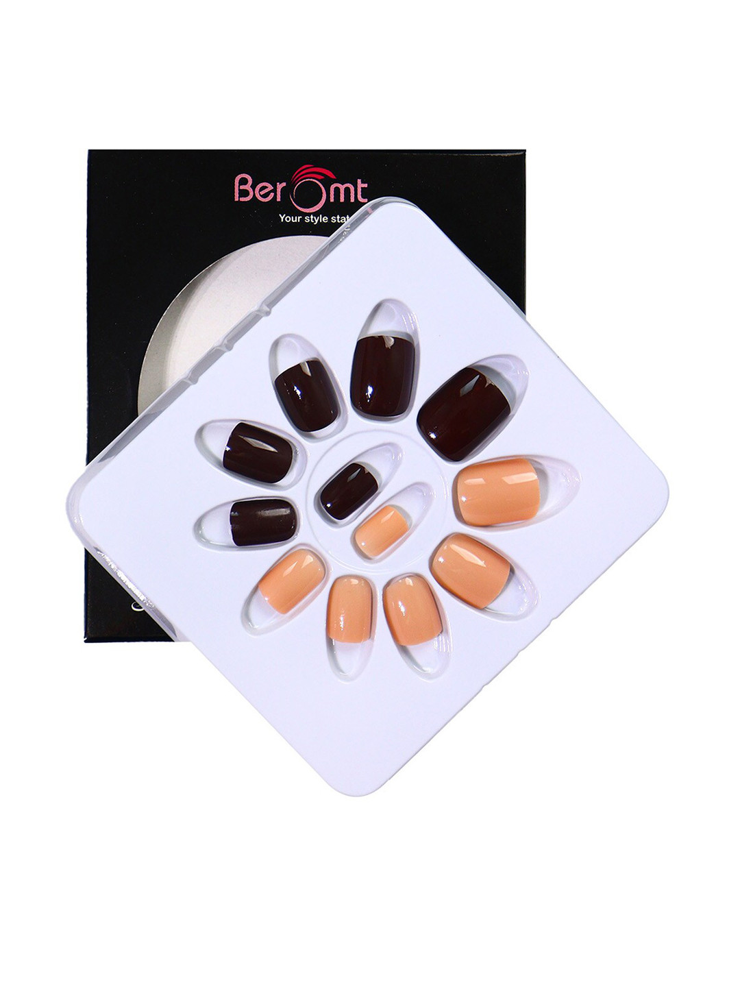 BEROMT 12 Pcs Long-Lasting Reusable Lightweight Salon Finish Press On Nail Tips - 656