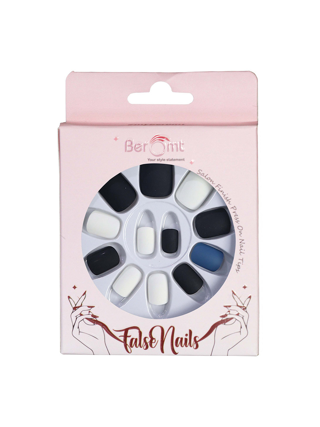 BEROMT 12 Pcs Long-Lasting Casual Salon Finish Press On Nails - Shade 757