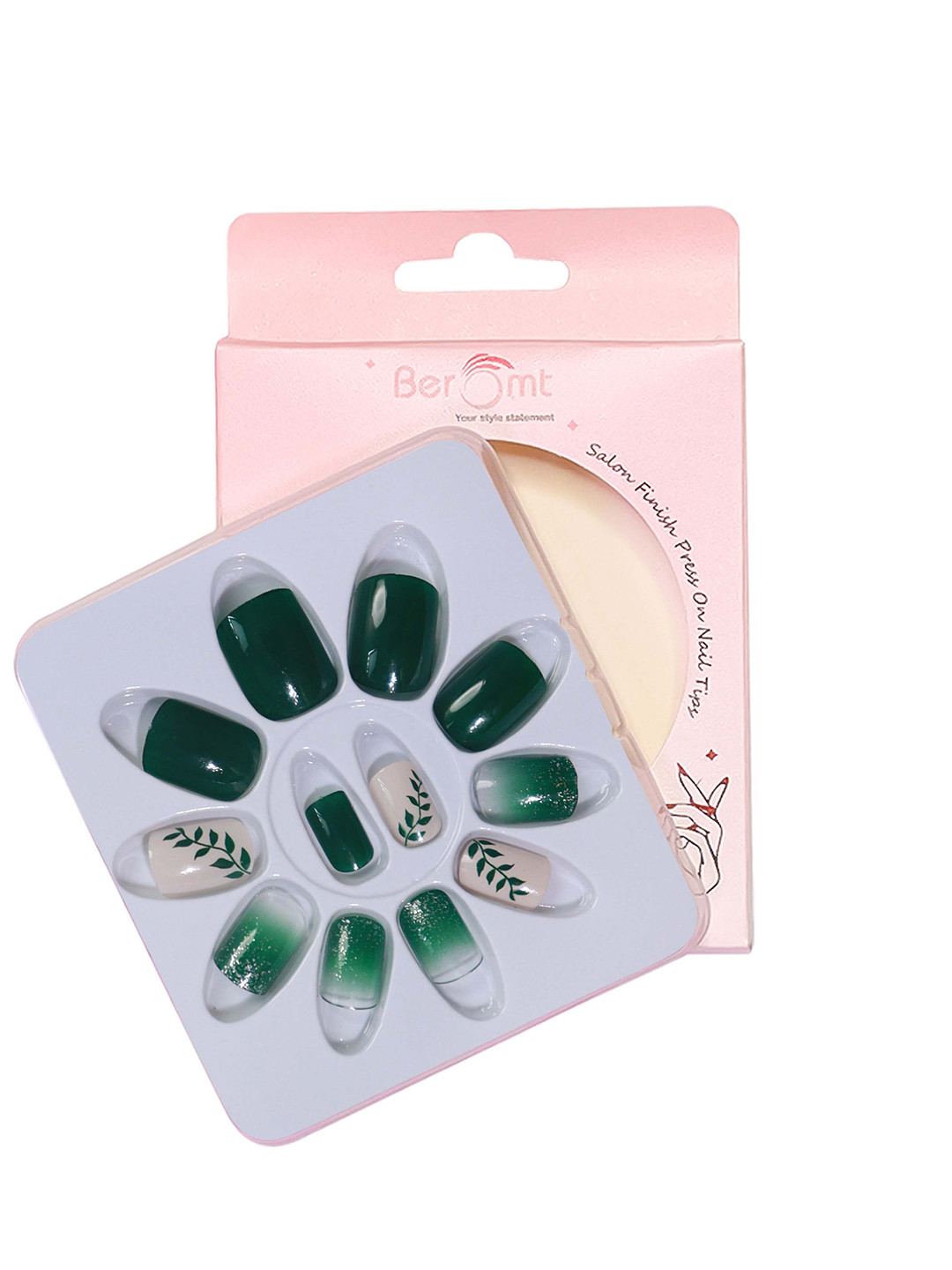 BEROMT 12 Pcs Long-Lasting Casual Salon Finish Press On Nails - Shade 594