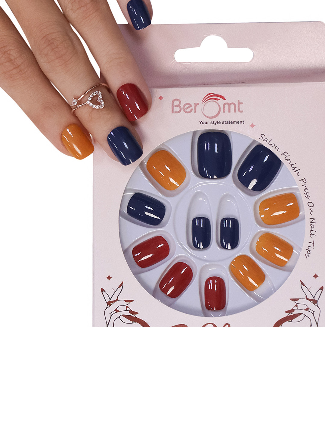 BEROMT 12 Pcs Long-Lasting Reusable Lightweight Salon Finish Press On Nail Tips - 767