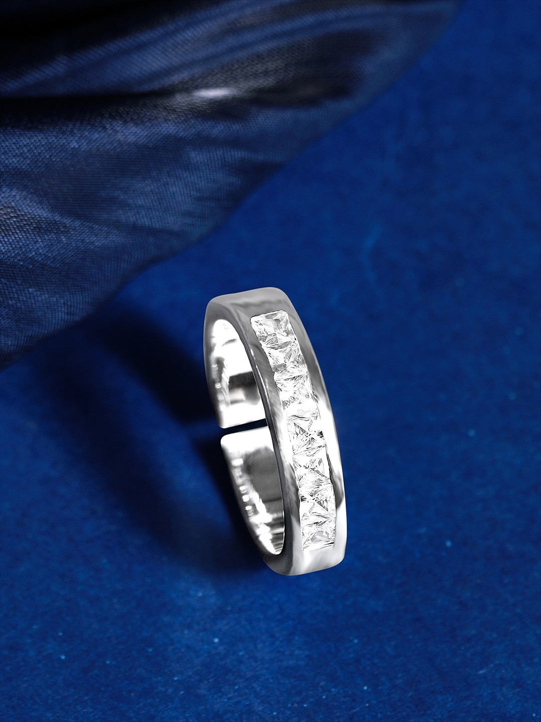 Rubans Silver 925 Sterling Silver Adjustable The Studded Sparkle Ring