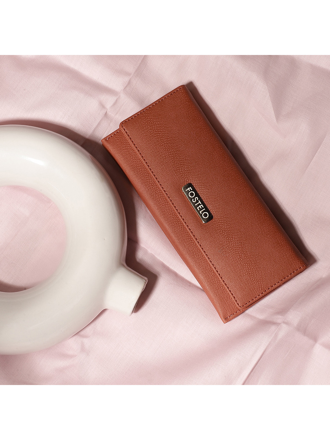 Fostelo Women Rose Pink PU Two Fold Wallet