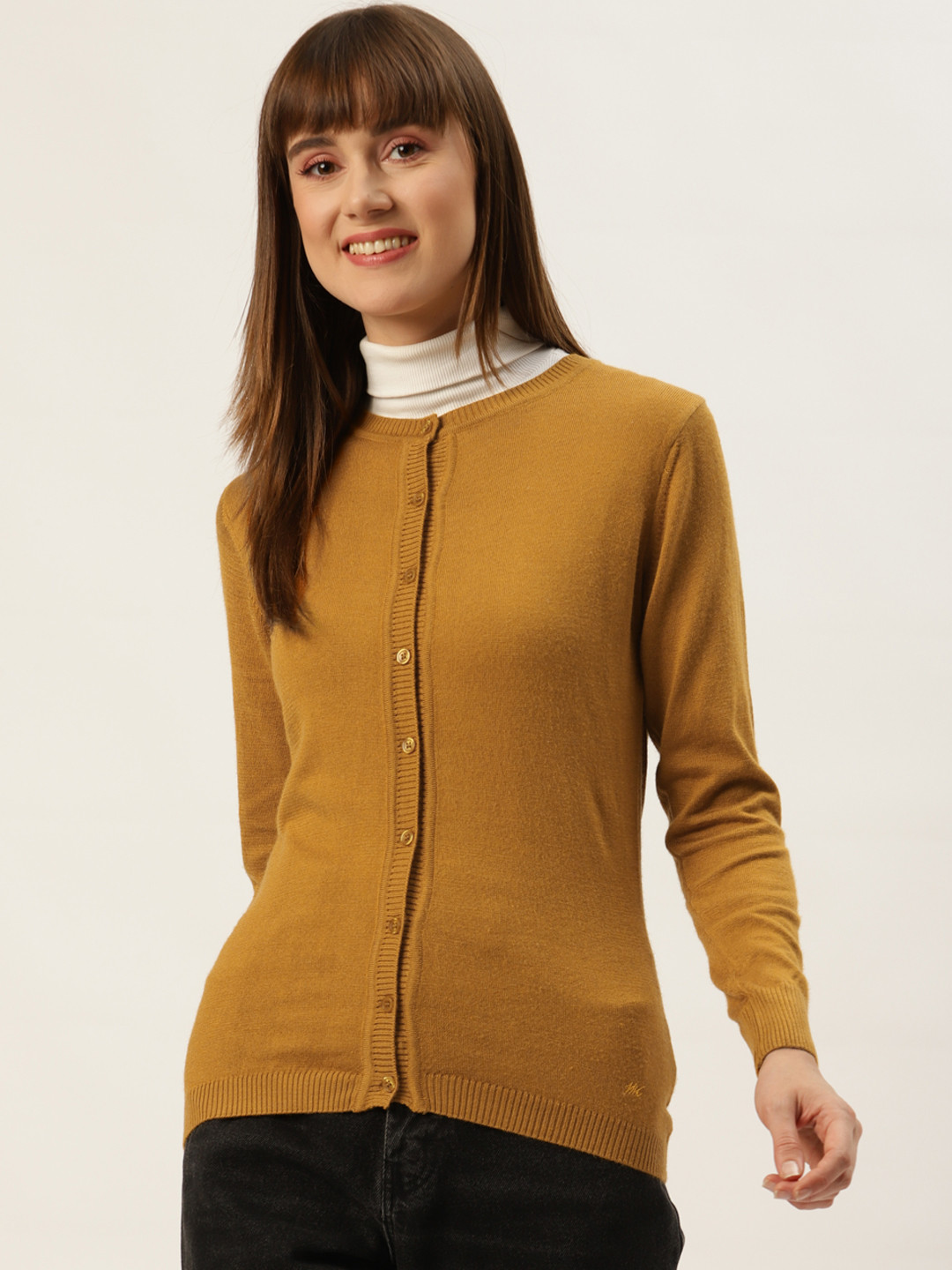 Monte Carlo Women Mustard Yellow Cardigan