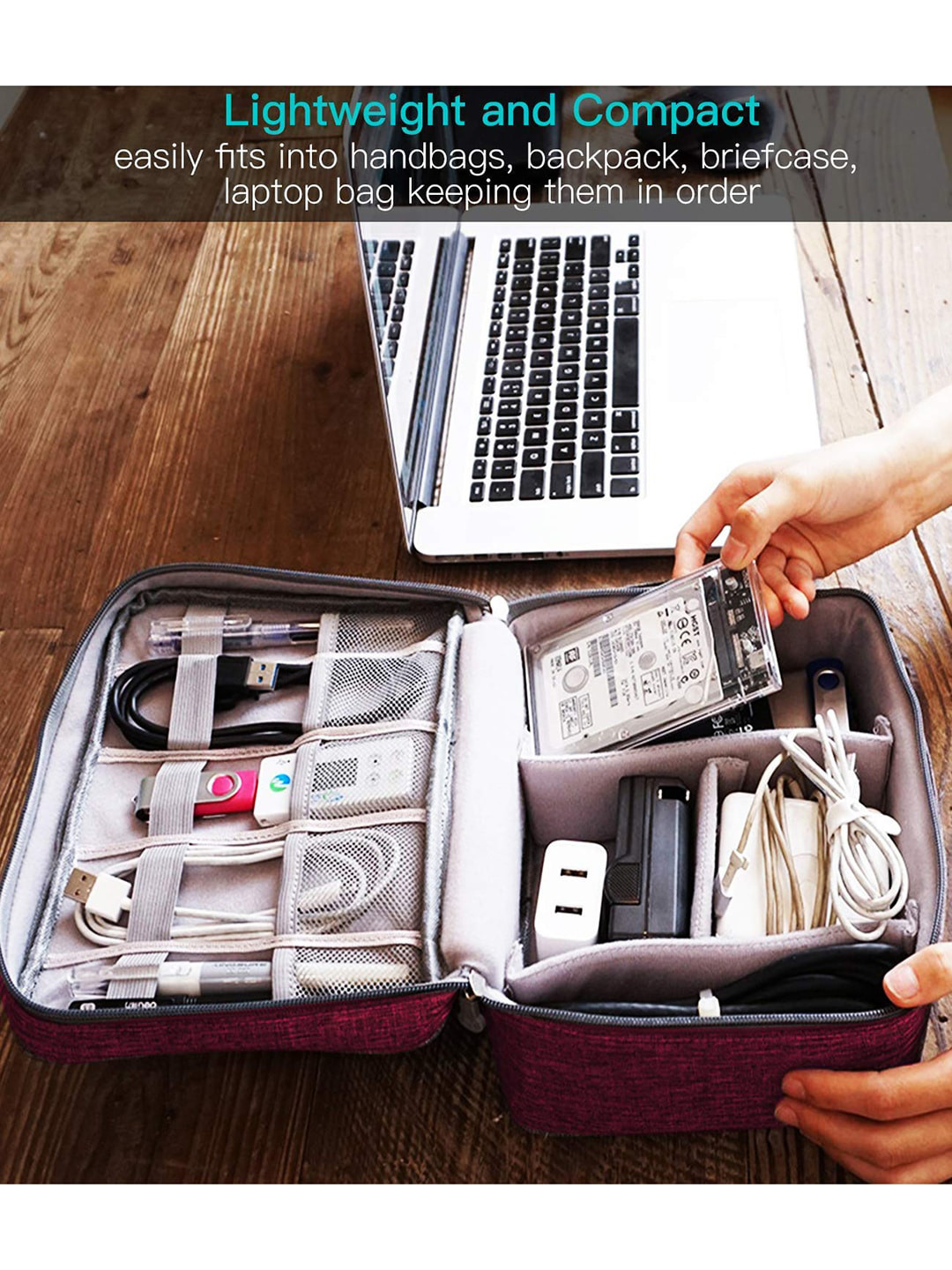 HOUSE OF QUIRK Blue Self-Design Accessory Organiser