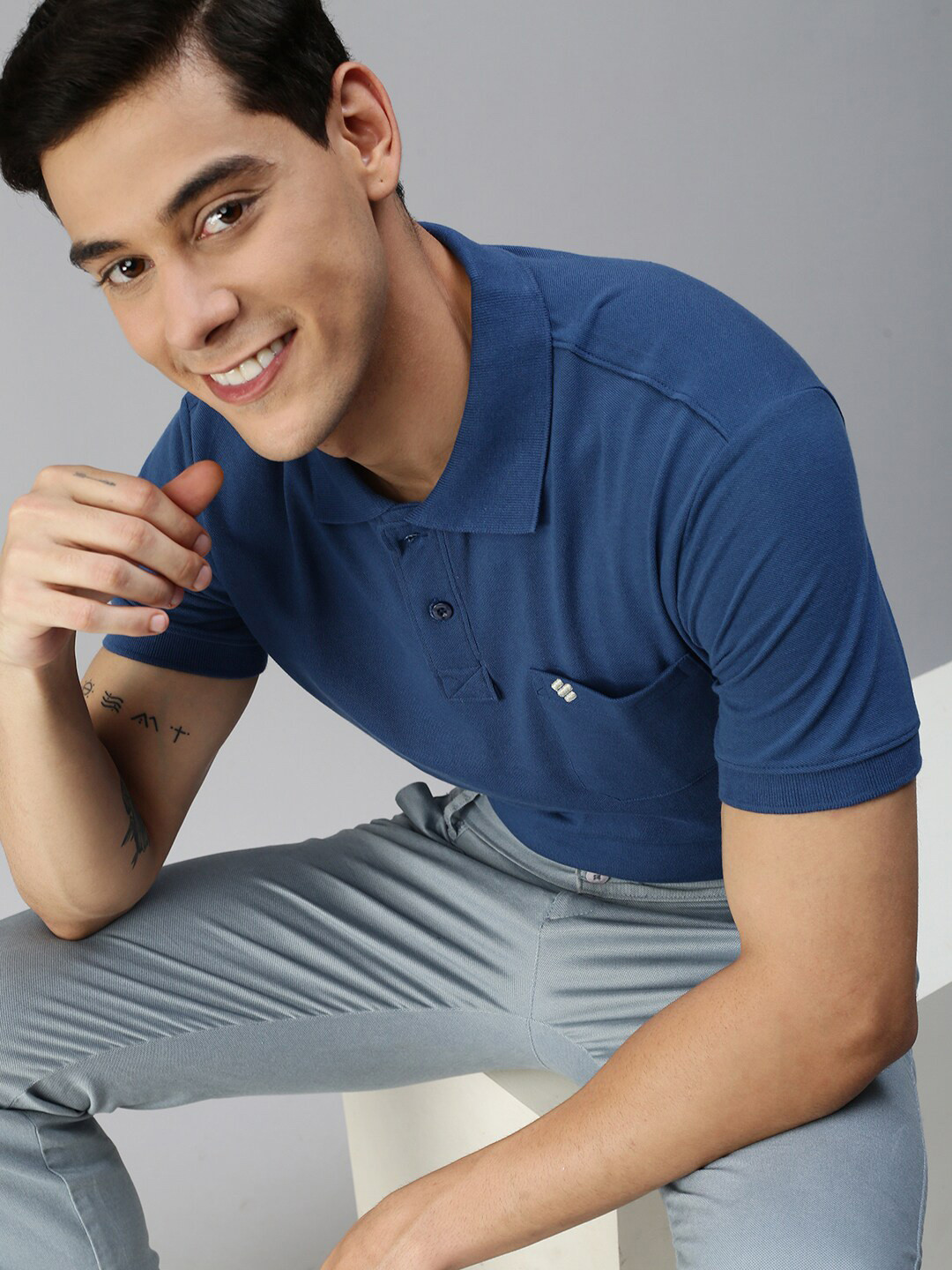 ONN Men Blue Polo T-shirt