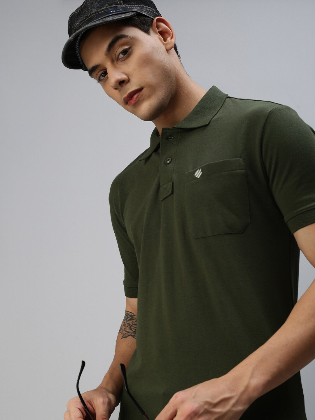 ONN Men Olive Green Polo Collar T-shirt