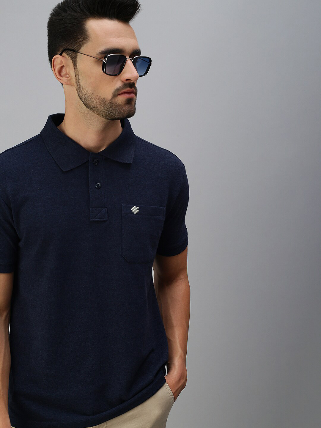 ONN Men Blue Polo Collar T-shirt