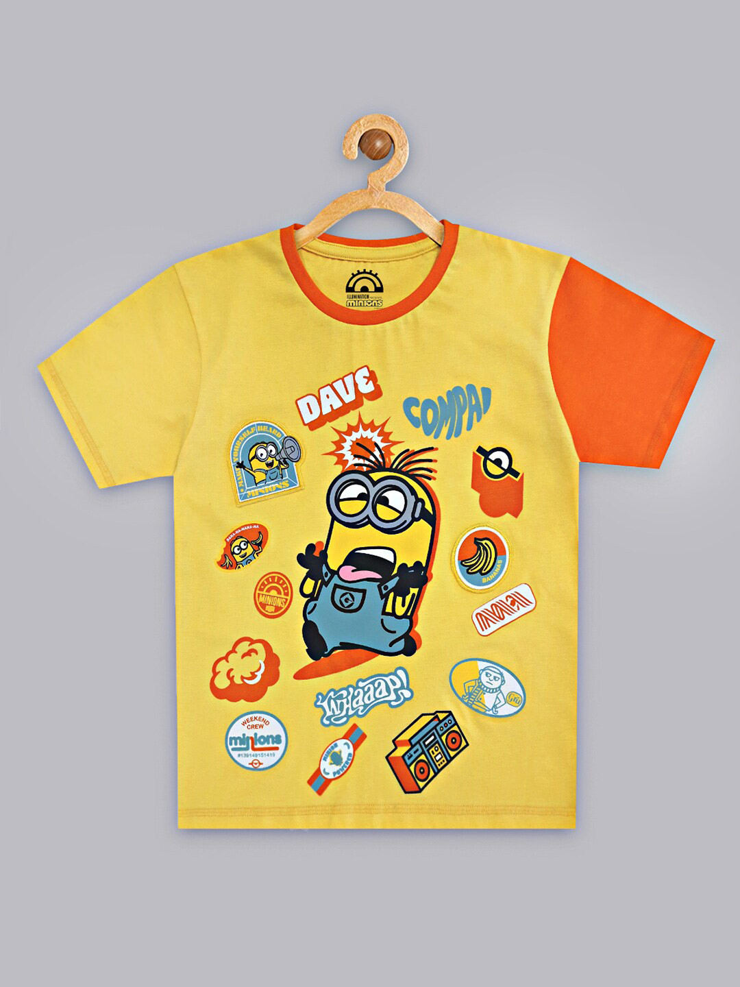 Kids Ville Boys Yellow & Blue Minions Printed T-shirt