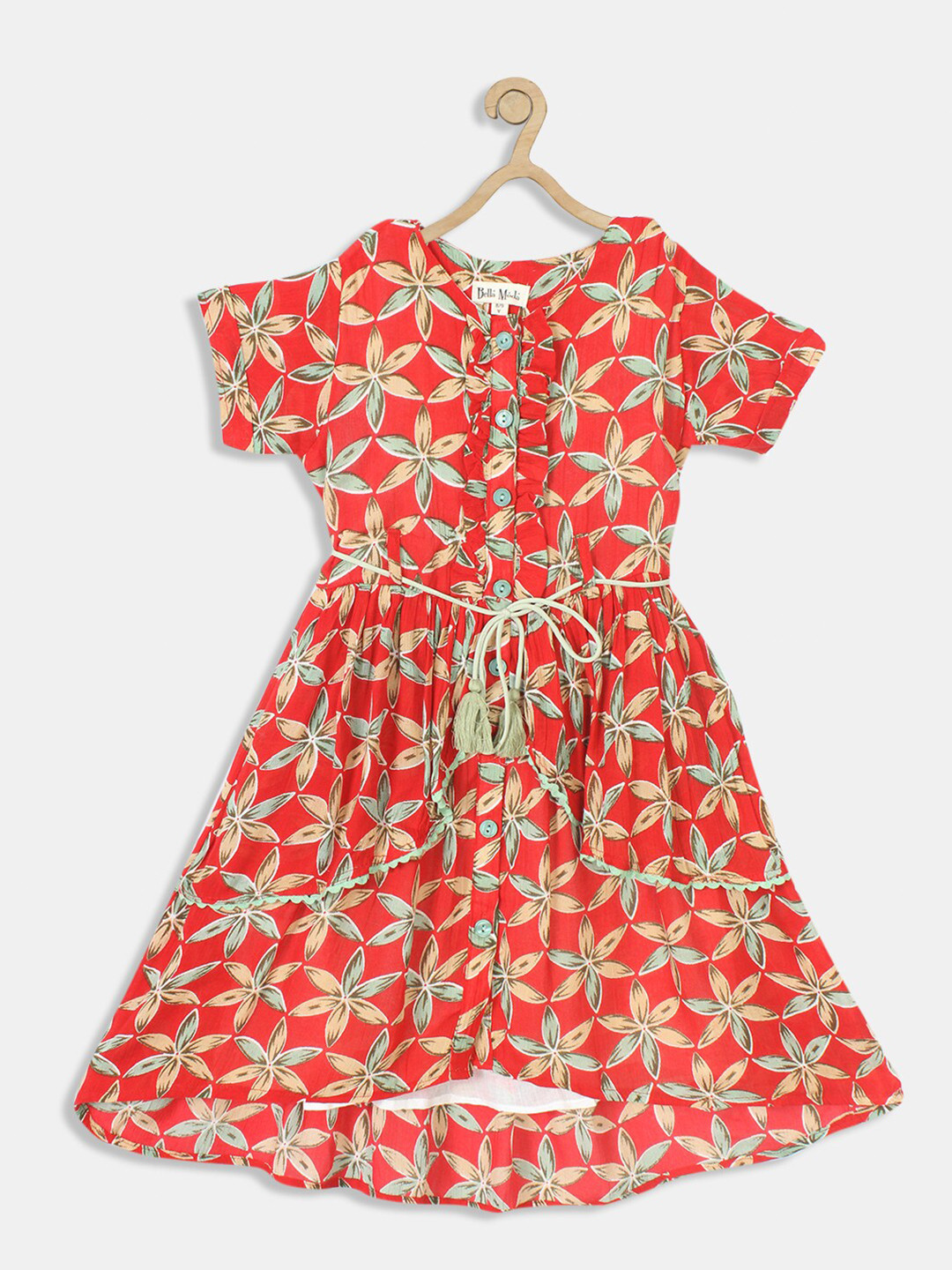 Bella Moda Girls Red Floral Dress