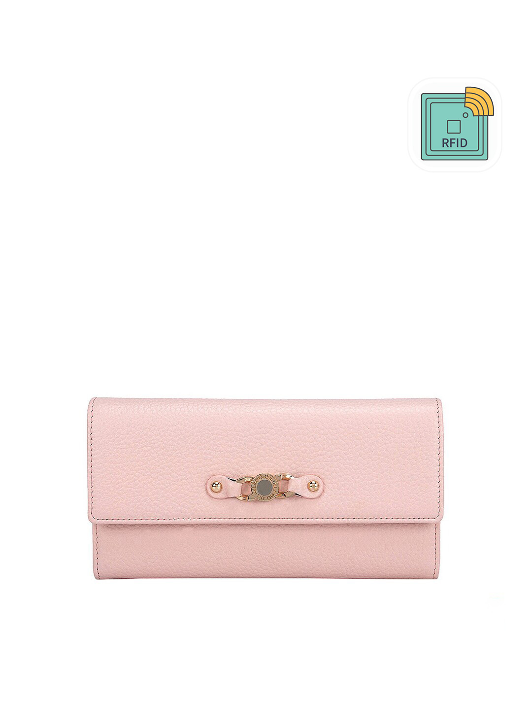 Da Milano Women Pink Leather Three Fold Wallet