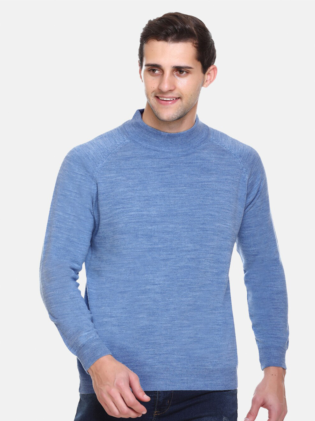 aarbee Men Blue Solid Turtle Neck Sweater