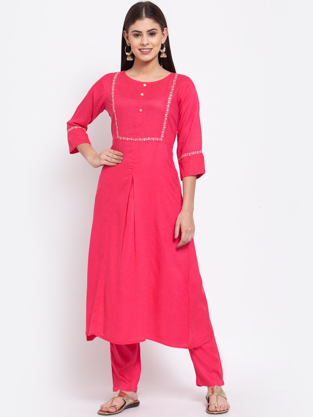 IRIDAA JAIPUR Women Pink Kurti with Churidar