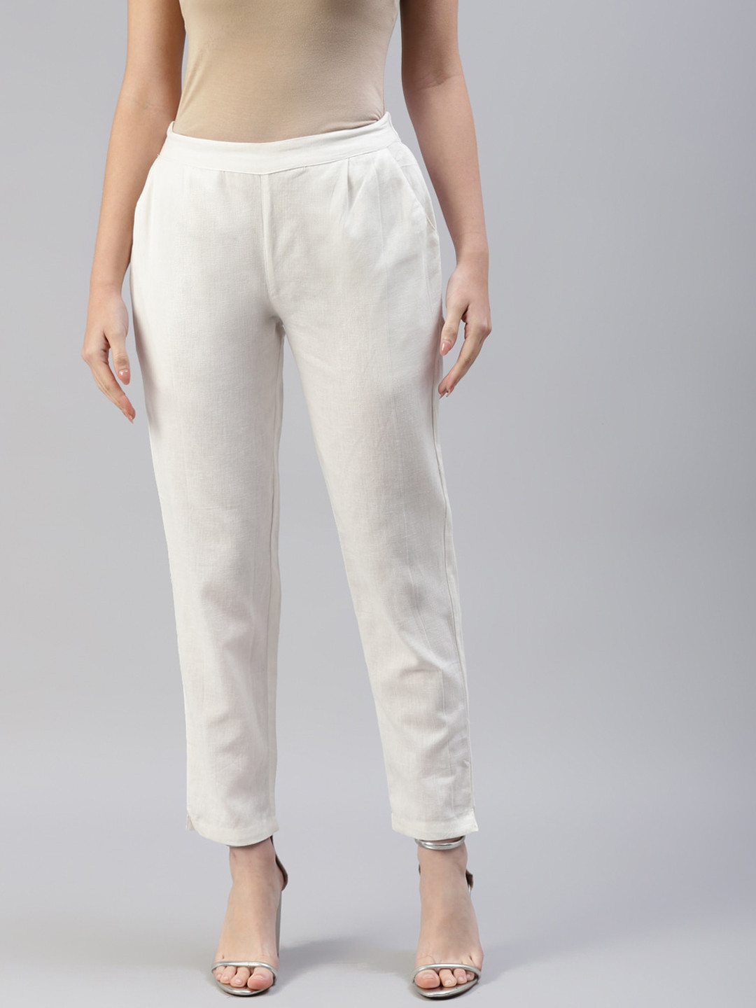 IRIDAA JAIPUR Women Off White Trousers