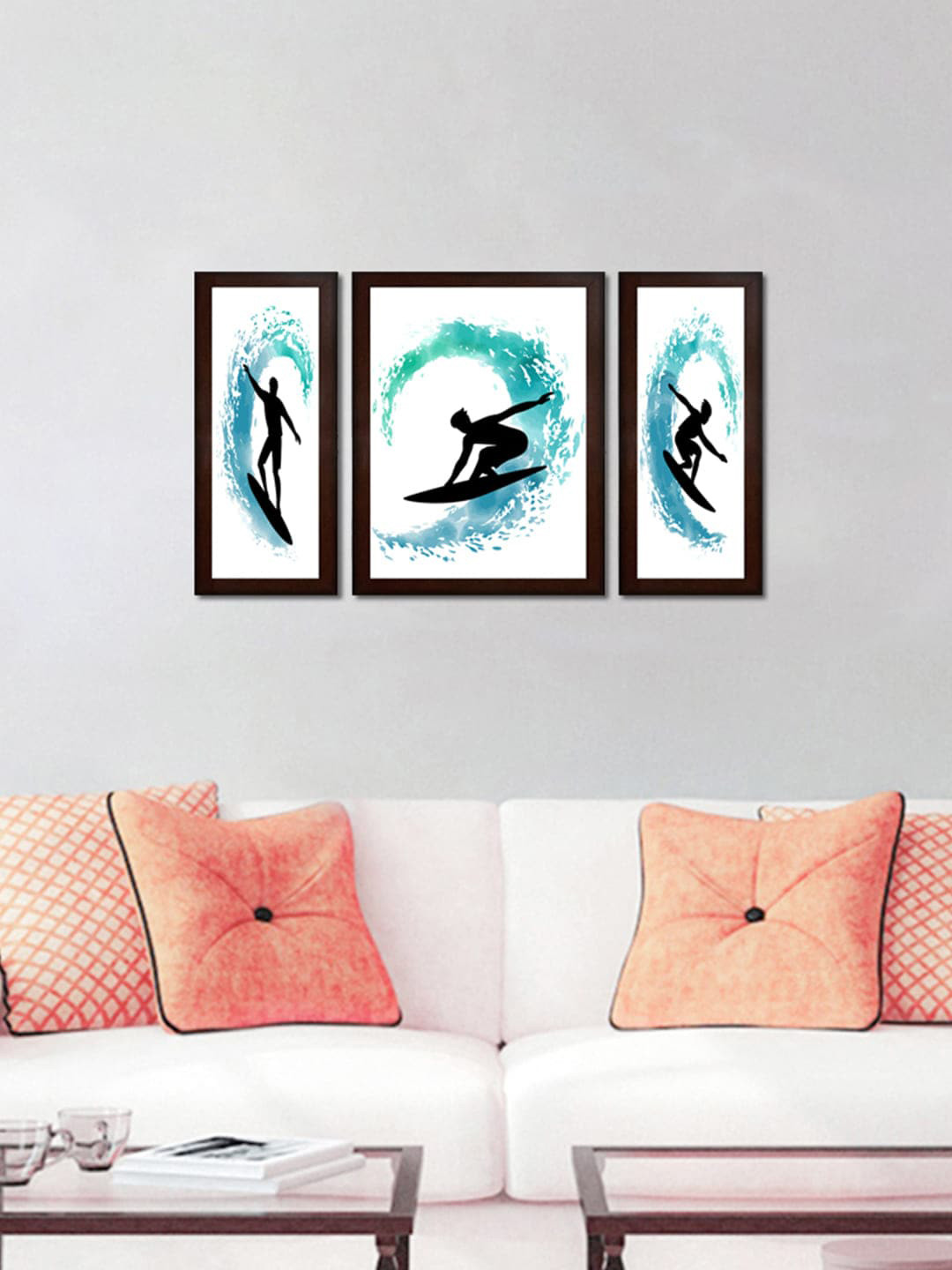WENS 3 Piece Modern Art Printed Rectangle Paintings Wall Art- 24x13.5In