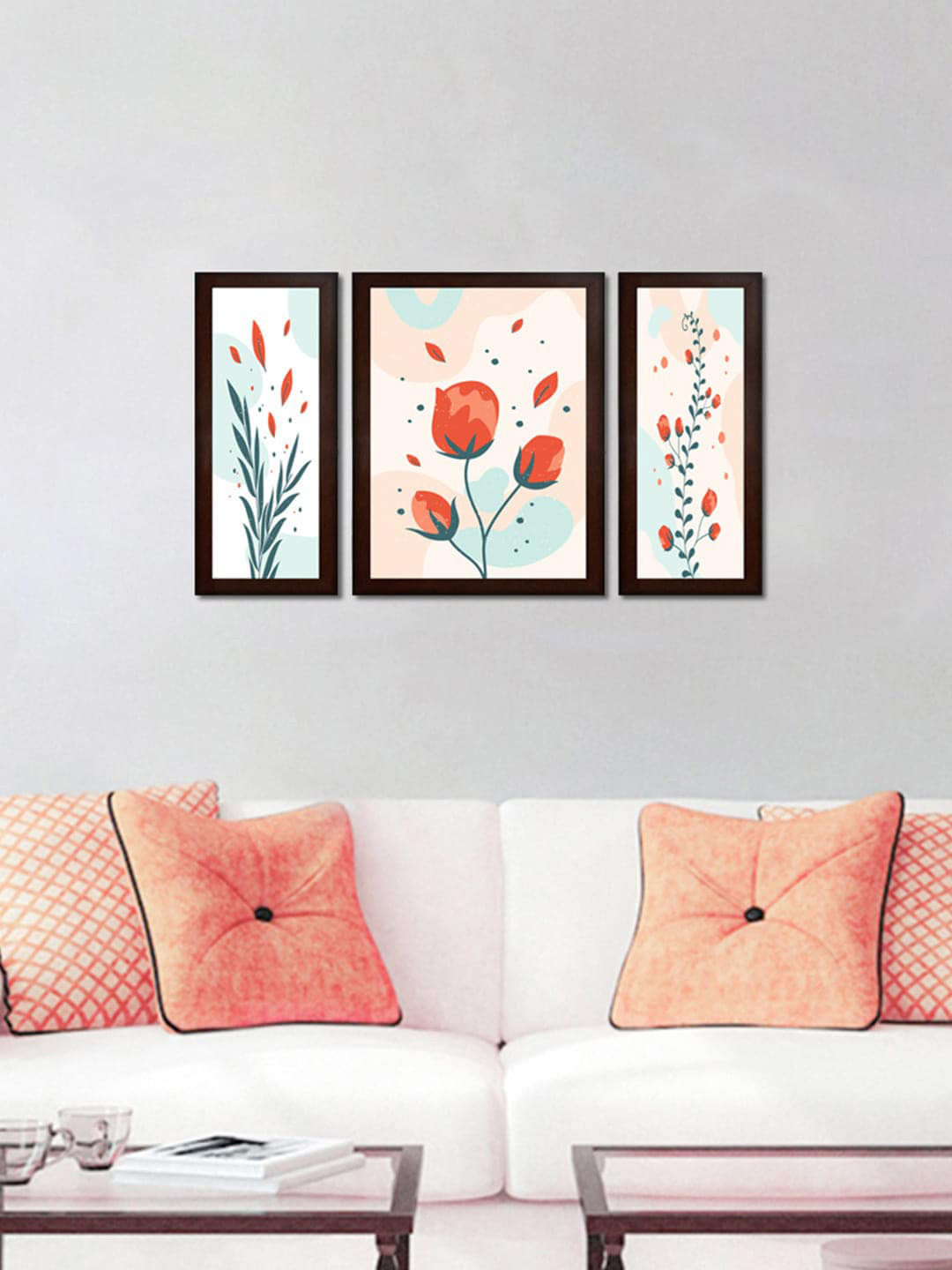 WENS Set Of 3 Multicoloured Boho Art Framed Paintings