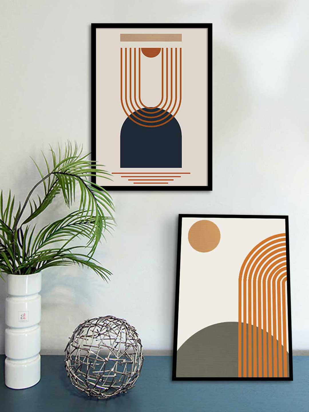 Art Street Set of 2 White & Brown Printed Framed Wall Art