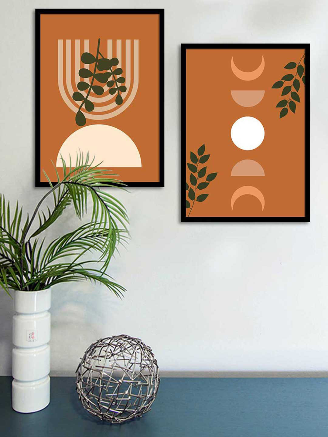 Art Street Bohemian Canvas 2 Piece Wall Rectangle Paintings Wall Art -17.5 x 12.5 In