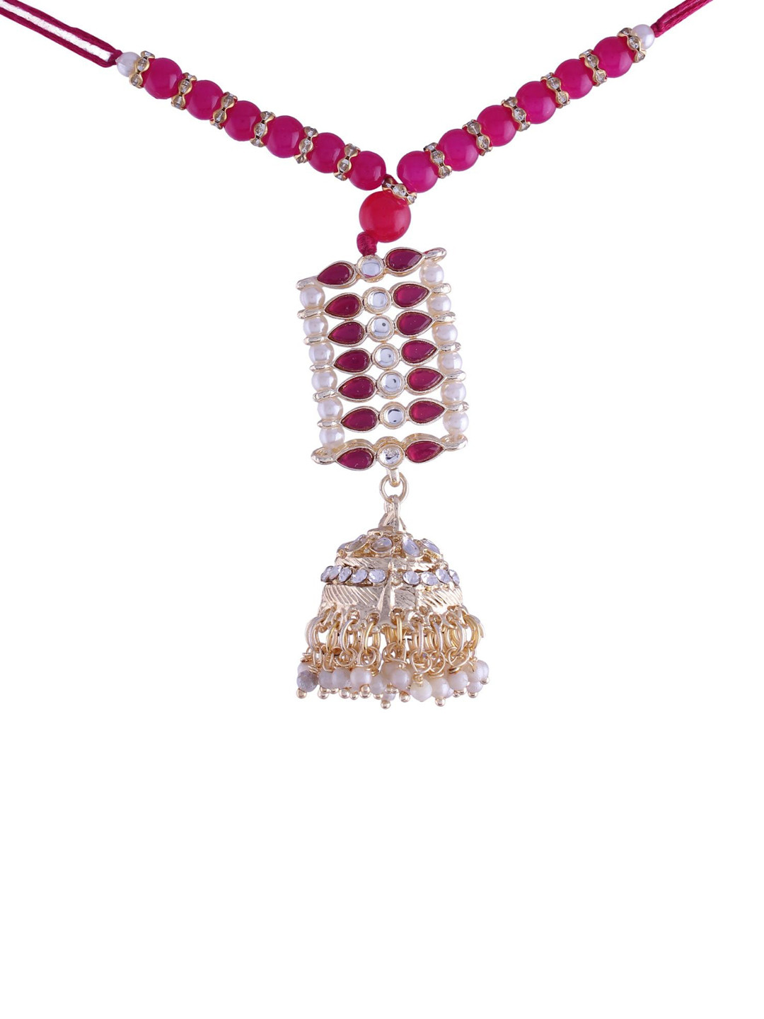 I Jewels Pink Embellished Hanging Lumba Rakhi