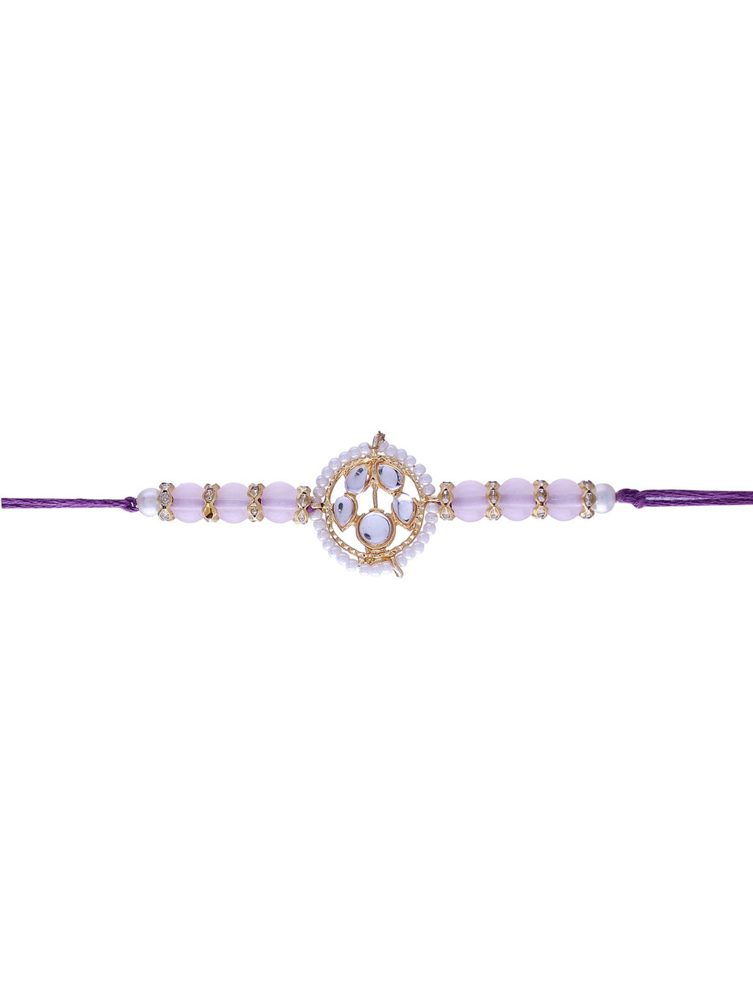 I Jewels Pink & Gold-Toned Stone-Studded Bracelet Rakhi