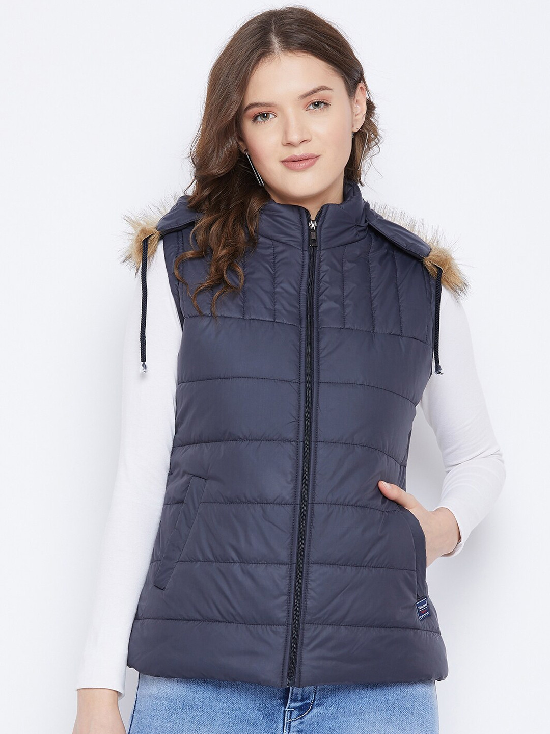 VERO AMORE Women Navy Blue Insulator Outdoor Plus size Parka Jacket