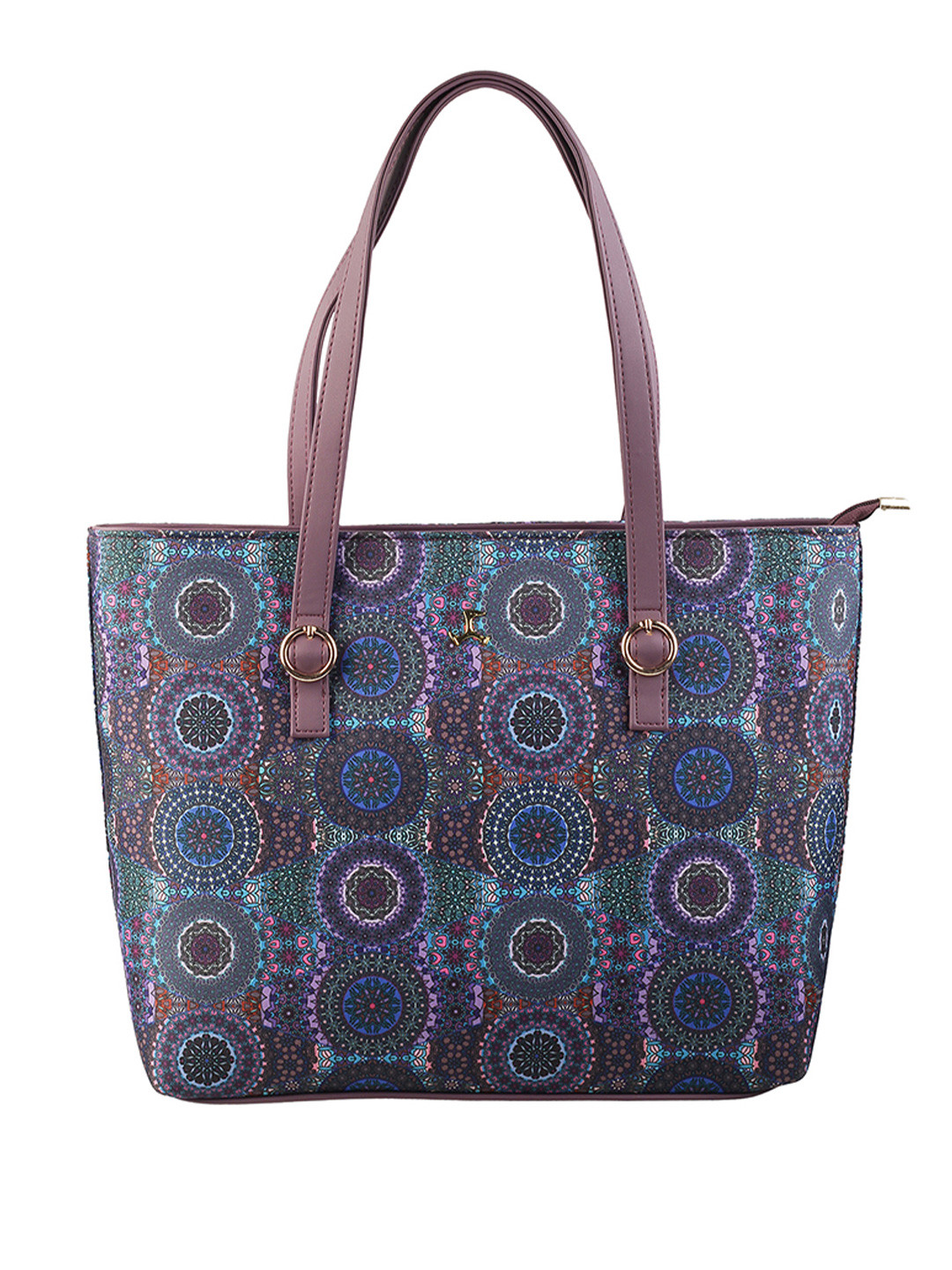 Mochi Purple Floral Printed PU Structured Shoulder Bag