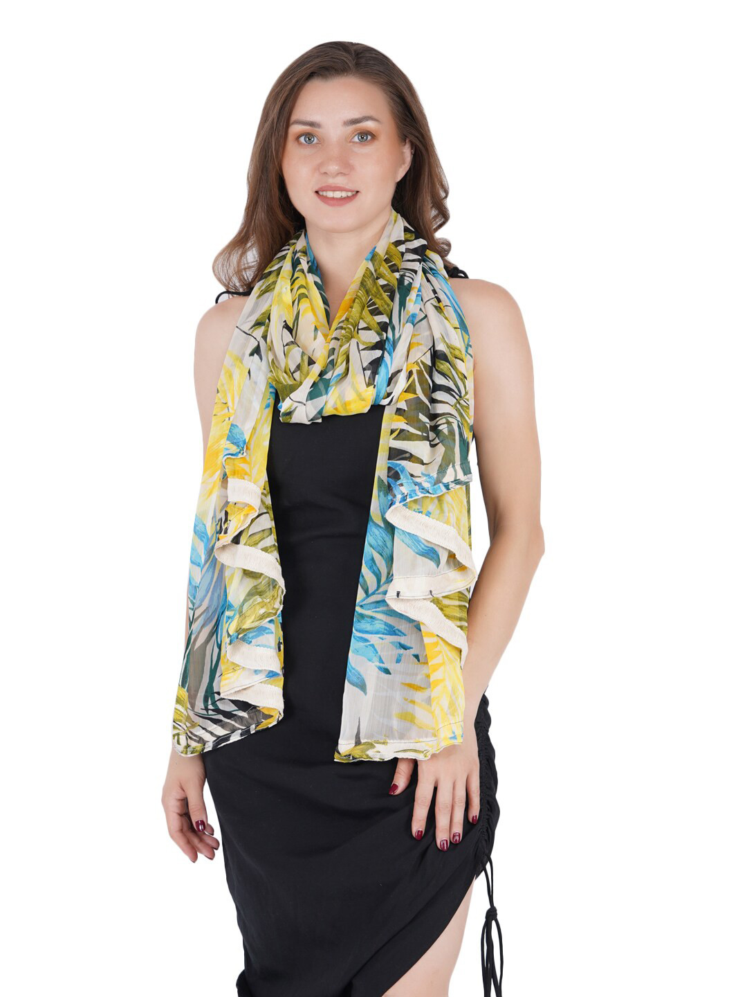 Style Shoes Women Yellow & Blue Printed Stole