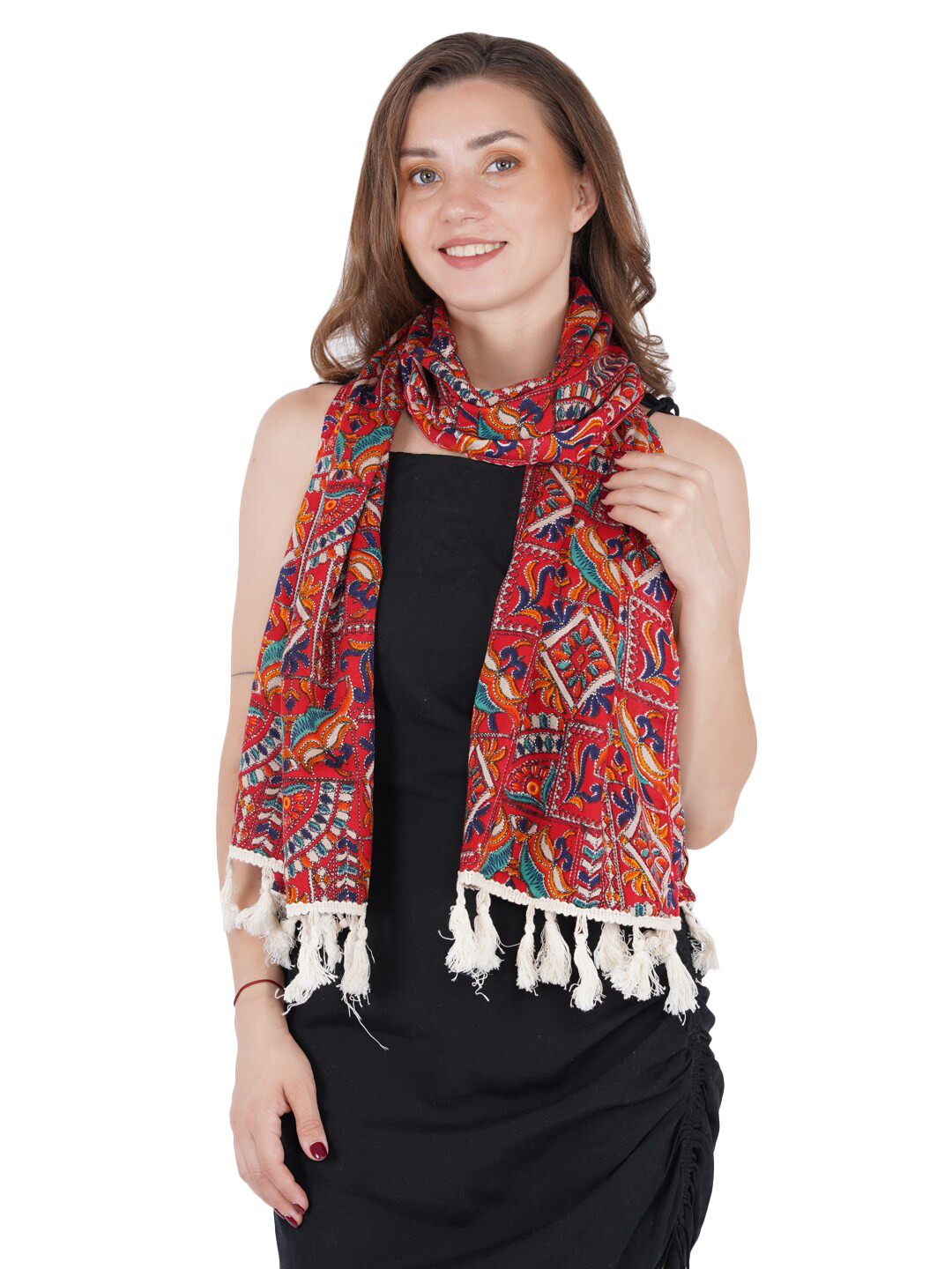 Style Shoes Women Maroon & Blue Printed Stole