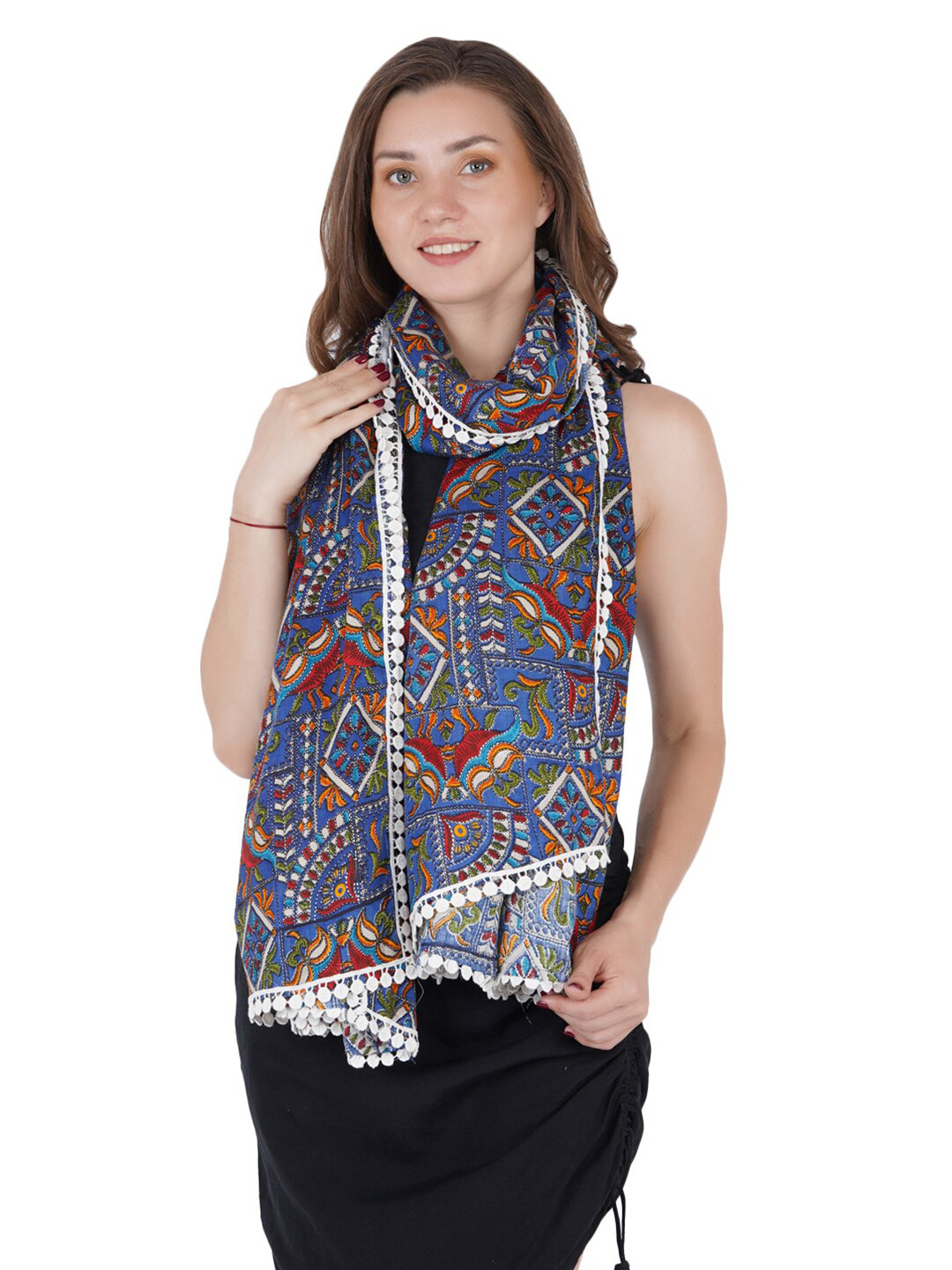 Style Shoes Women Blue & Red Printed Stole