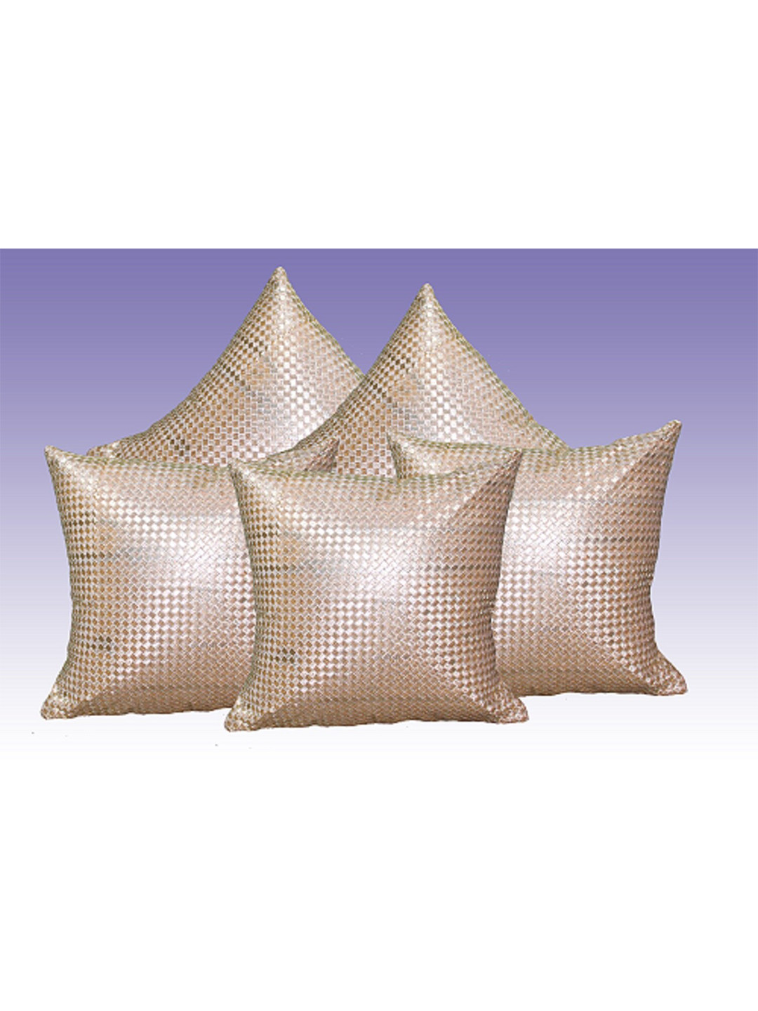JDX Champagne Set of 5 Embellished Square Cushion Covers