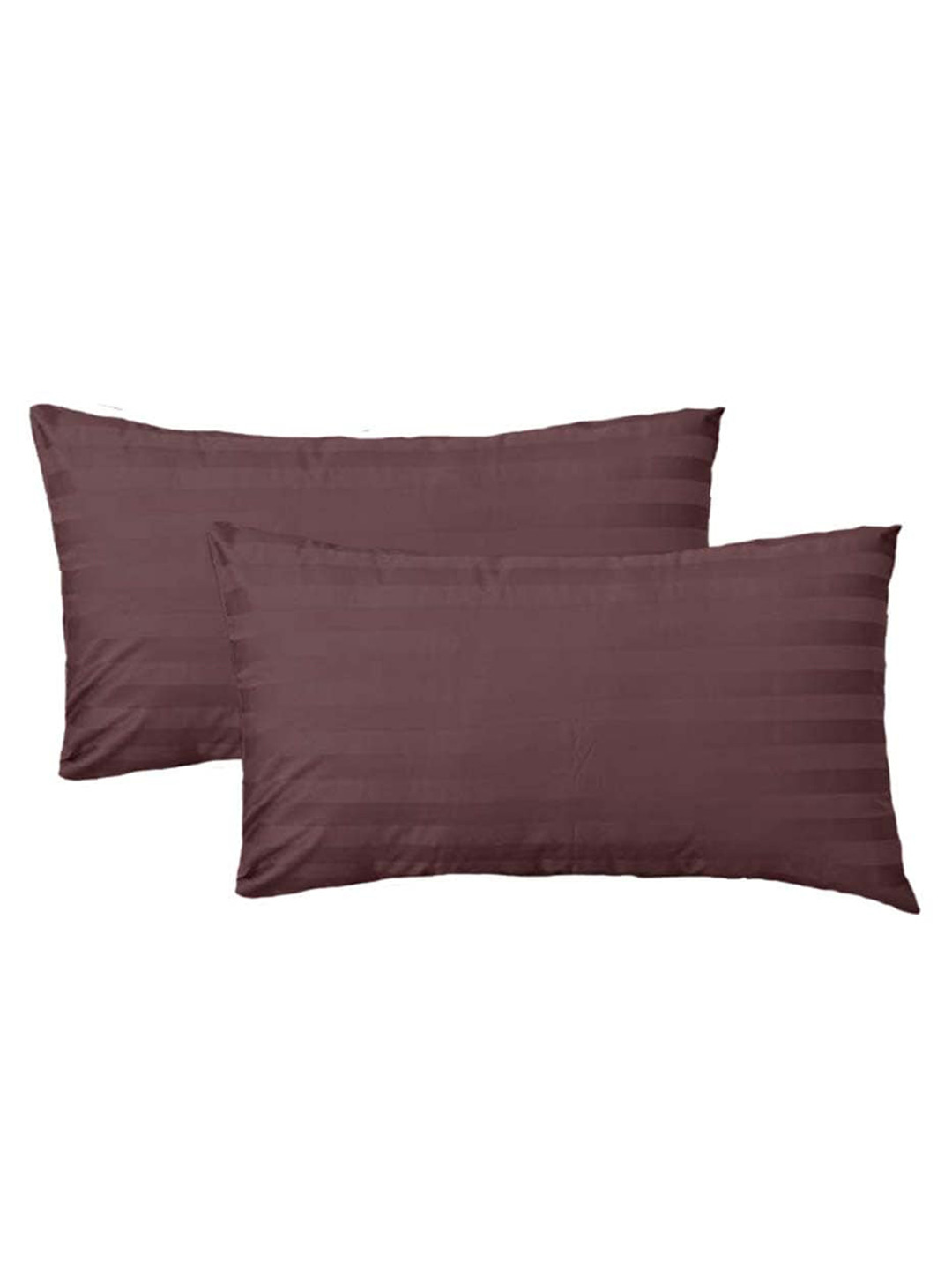 JD x Rectangular Brown Striped Polyester Set of 2 Medium Fibre Sleep Pillow-41 x 61 cm