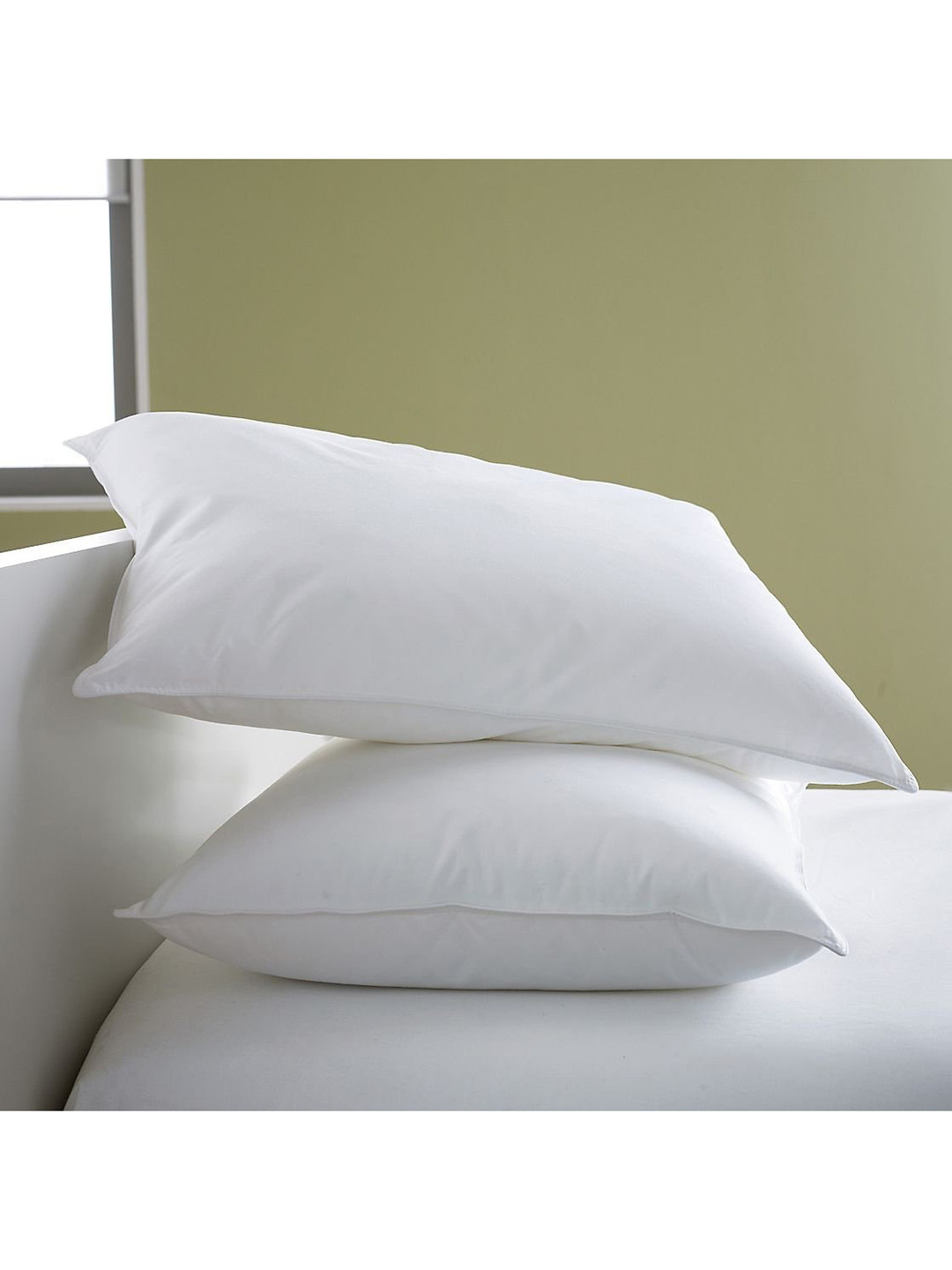 JD x Rectangular White Solid Polyester Set of 2 Medium Fibre Sleep Pillow-66 x 42 x 10 cm
