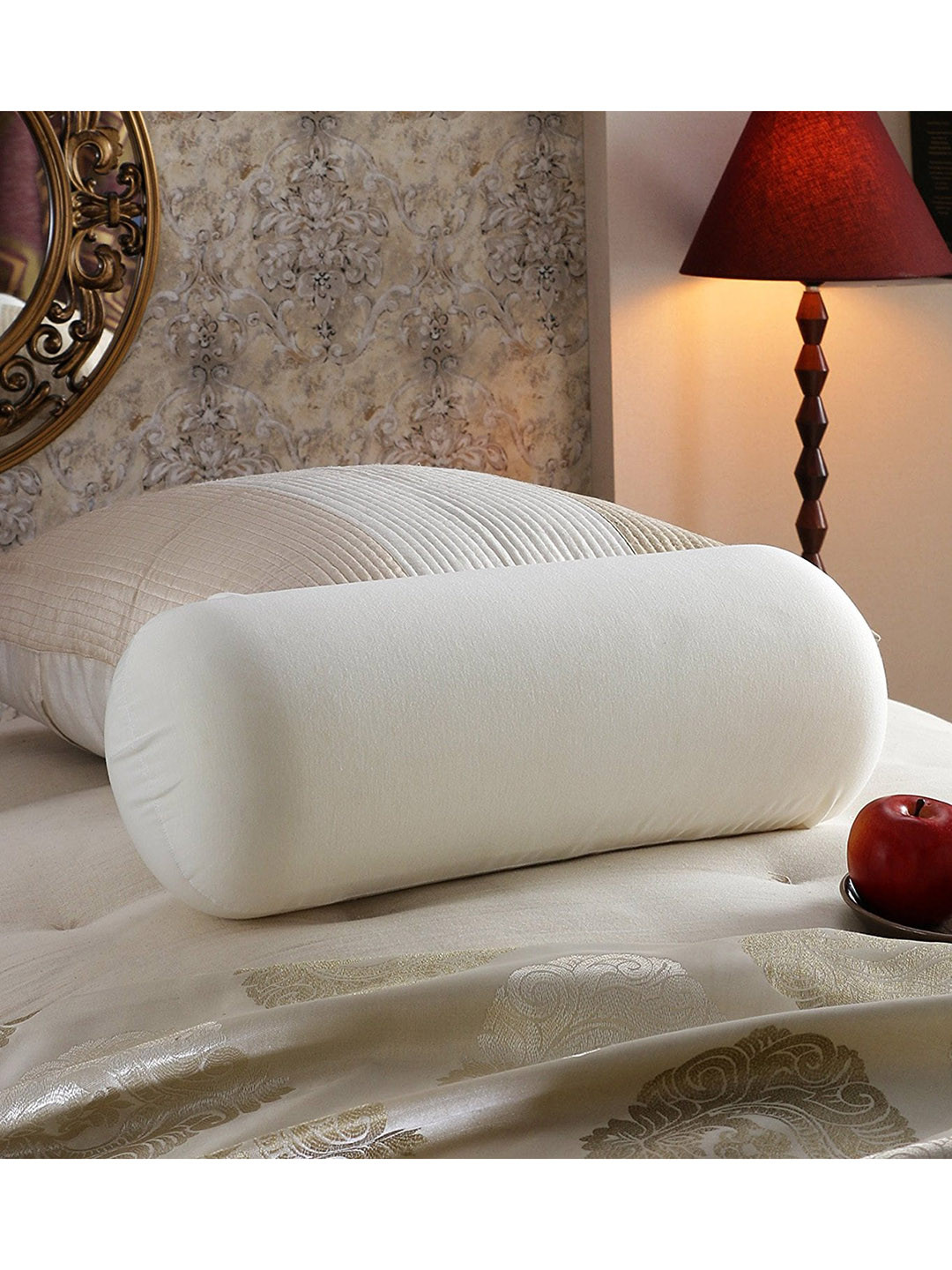 JDX Set of 2 White Solid Round Bolster