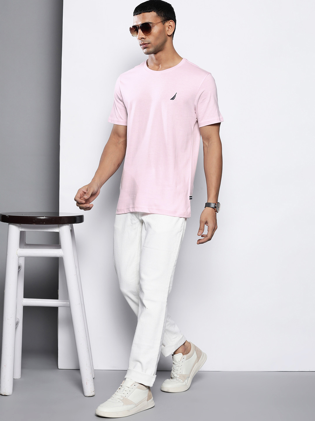 Nautica Pink Pure Cotton Slim Fit Knitted T-shirt