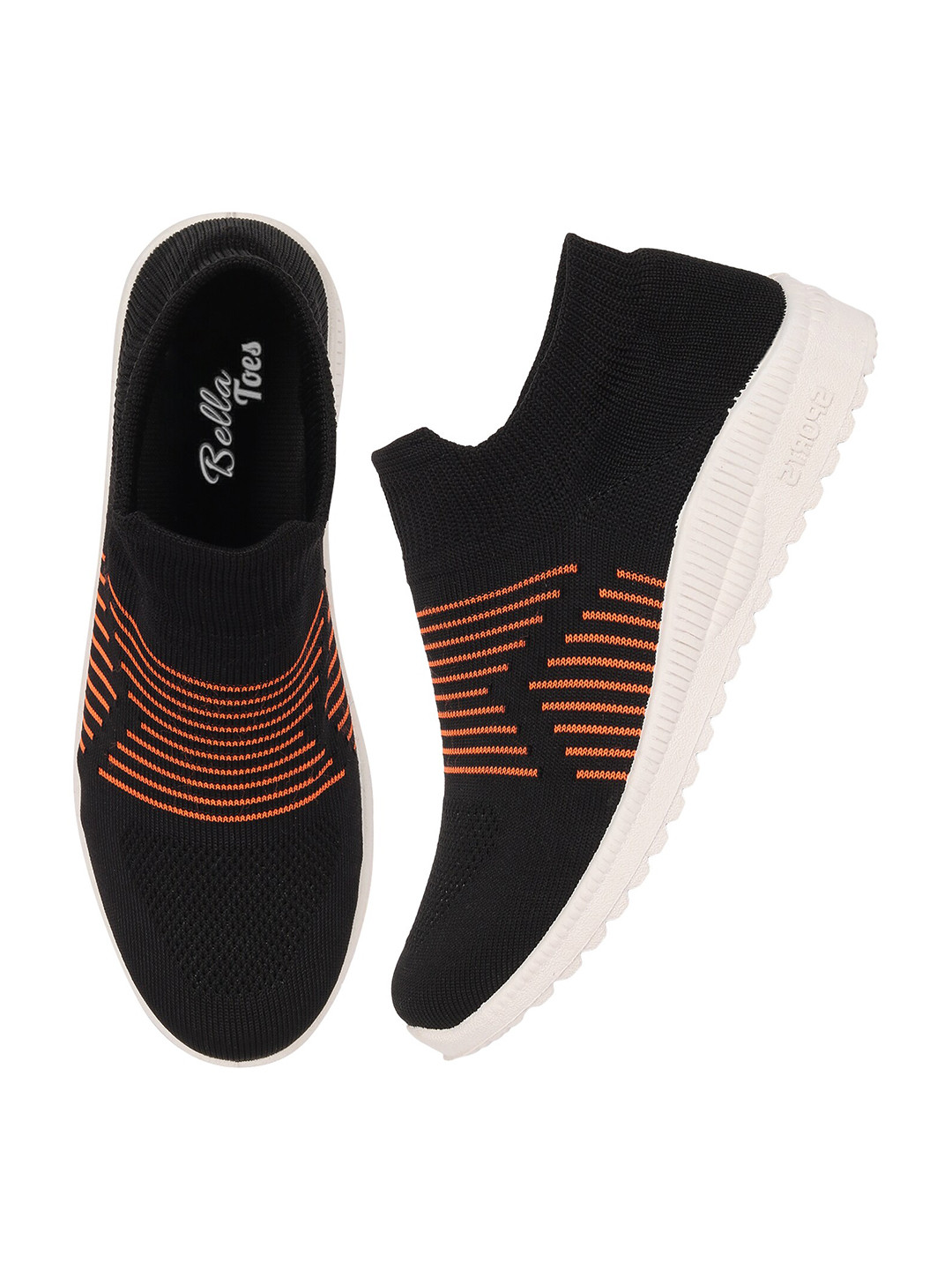 Bella Toes Women Black Textile Walking Non-Marking Shoes