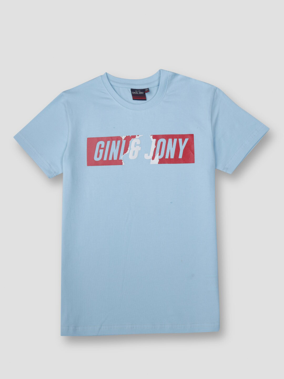 Gini and Jony Boys Blue Typography Half Sleeves T-shirt
