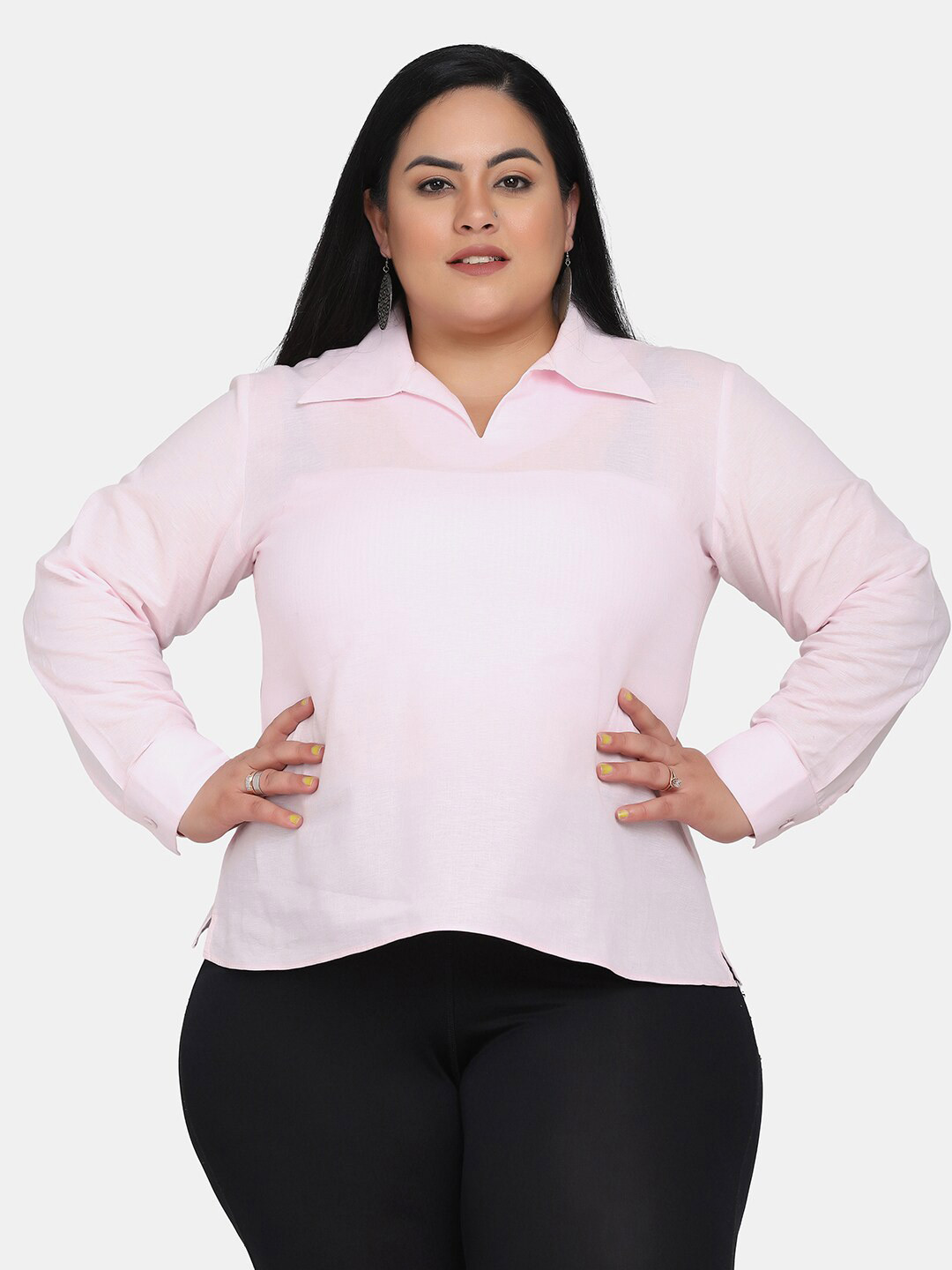 PowerSutra Pink Plus Size Shirt Style Top