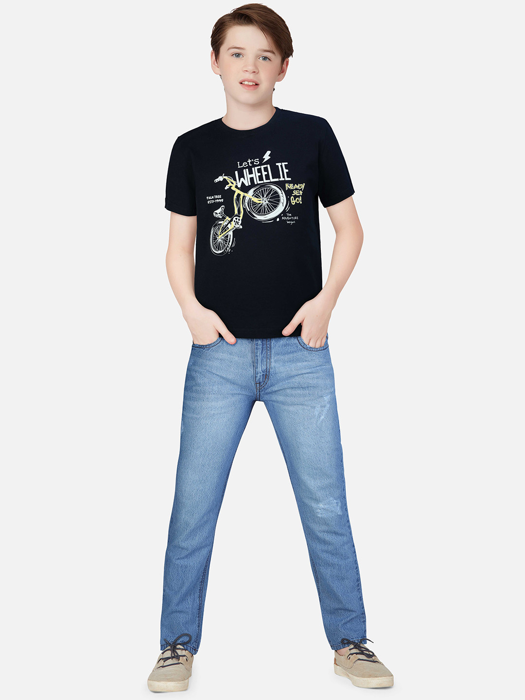 Palm Tree Boys Navy Blue & White Sports T-shirt