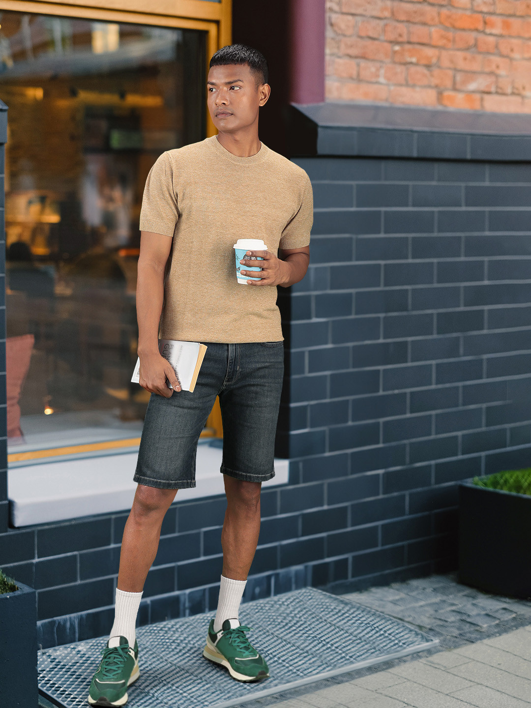 Wrangler Men Blue Washed Denim Shorts