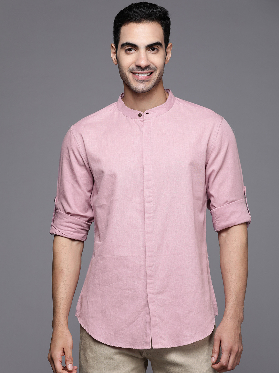 Indo Era Men Lavender Solid Smart Fit Casual Shirt