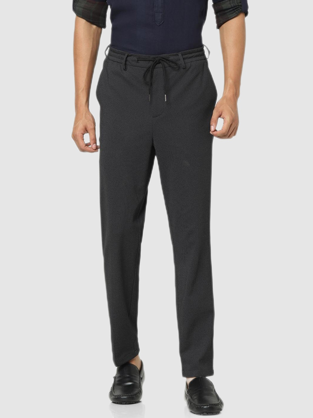 Celio Men Charcoal Grey Classic Trousers