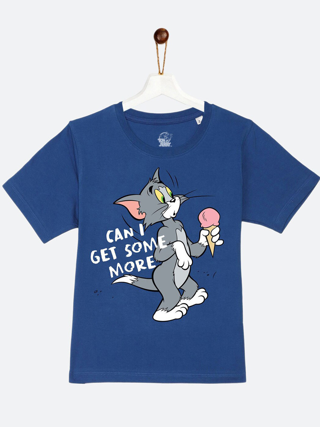 YK Warner Bros Boys Blue Tom & Jerry Sibling Collection Printed Cotton T-shirt