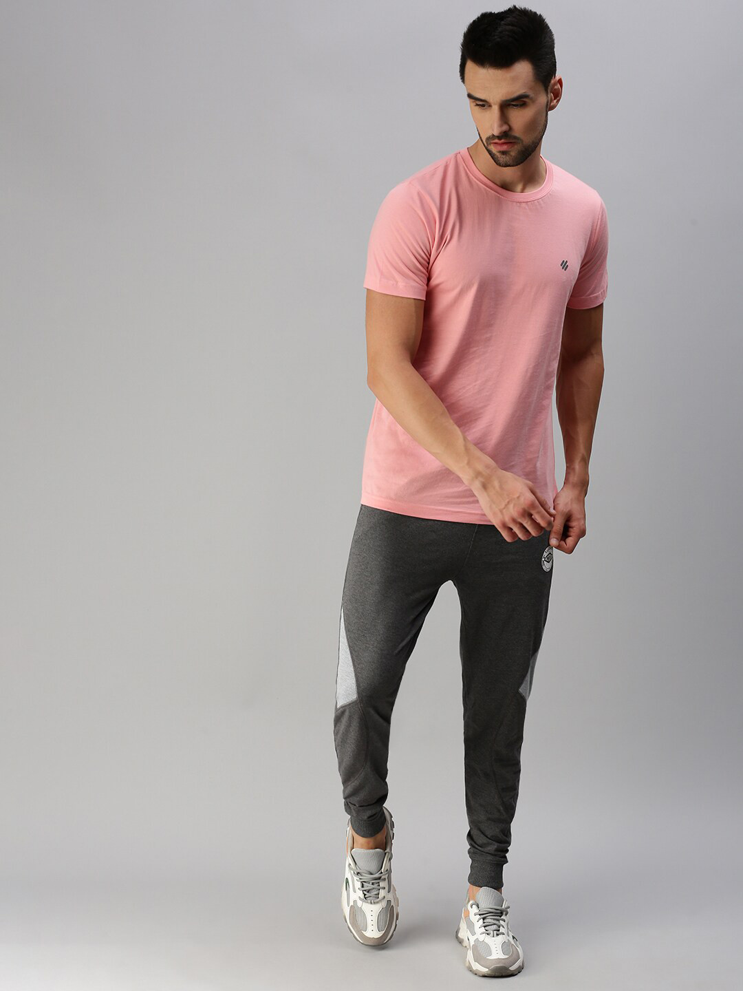 ONN Men Pink Raw Edge Cotton T-shirt